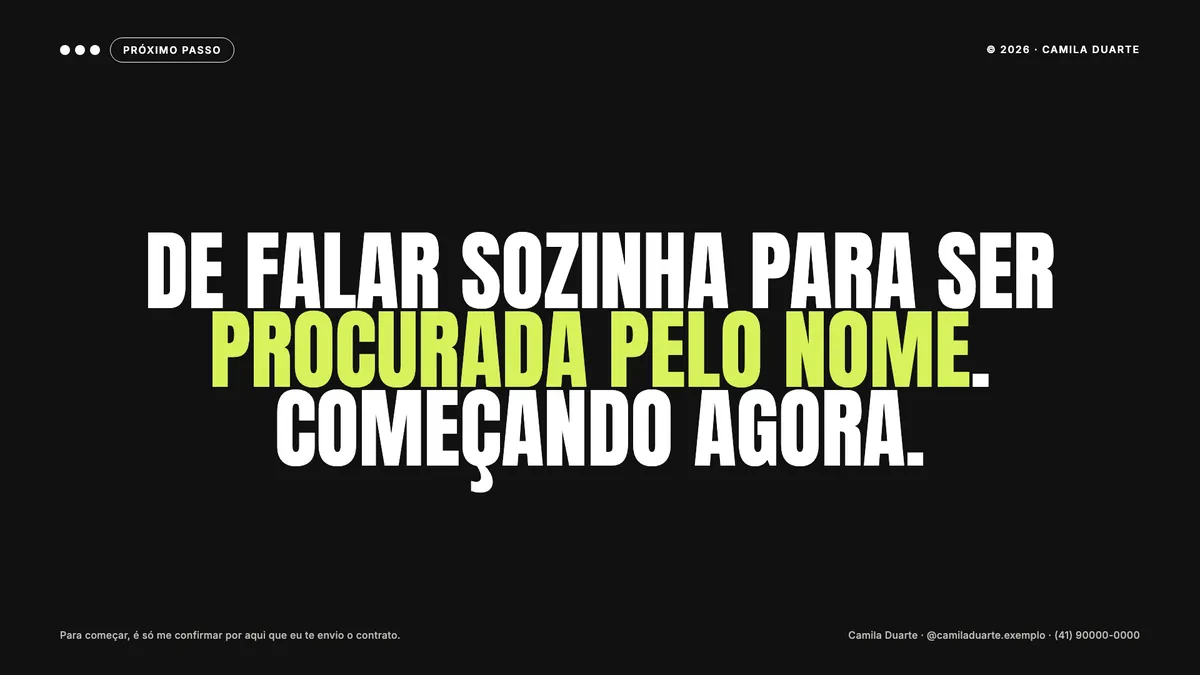 Página final com a frase De falar sozinha para ser procurada pelo nome